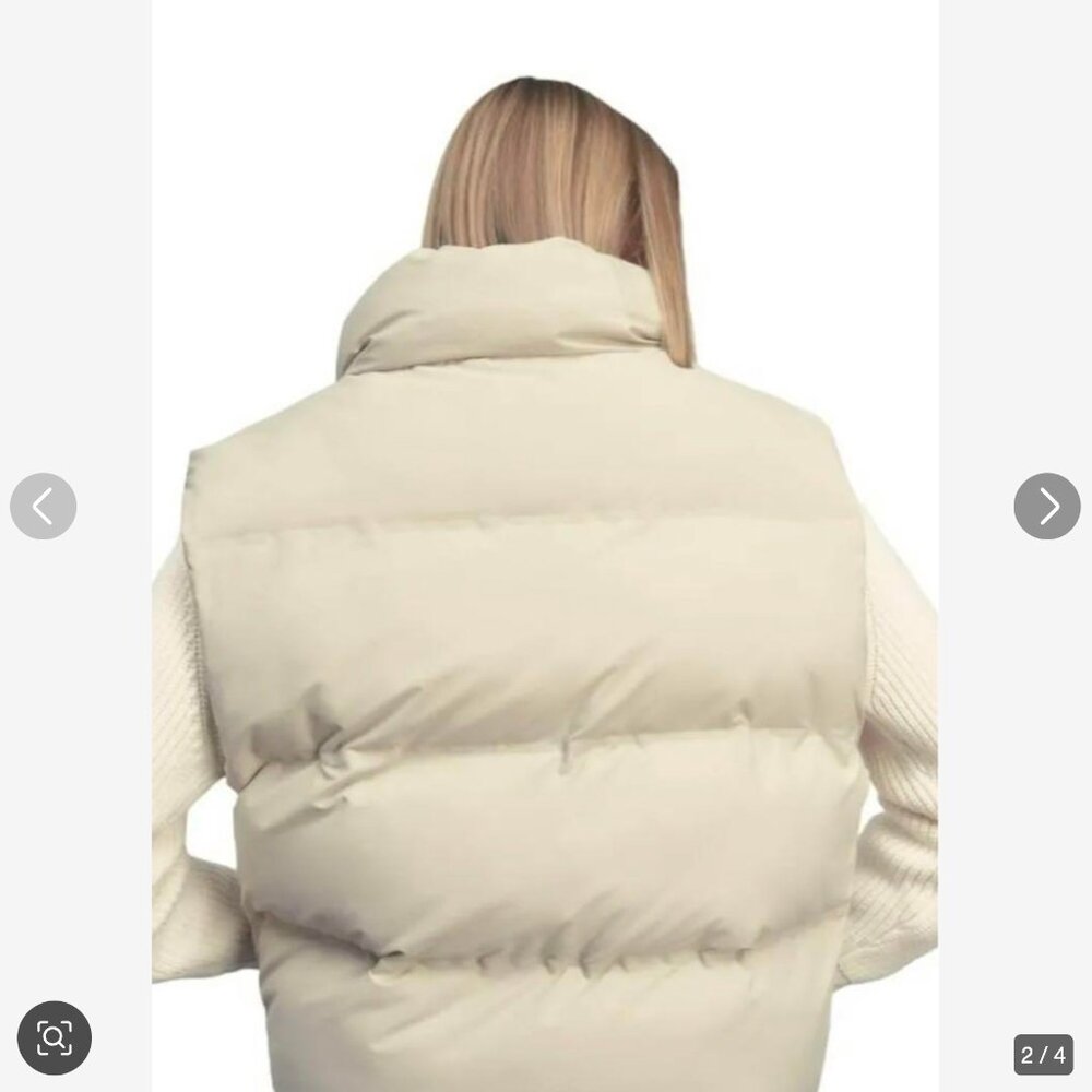 NWT Zara Puffer Vest in Ivory White XS - Picture 4 of 9